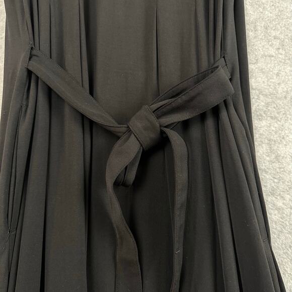 J McLaughlin Clive Midi Dress Size XS Black Sleeveless Pleated Pocket Waist Tie - Picture 6 of 12